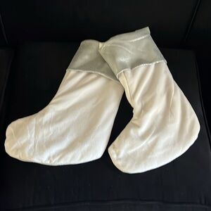 BERKSHIRE Christmas Stocking White w/ Silver Textured Cuff  soft Set of 2